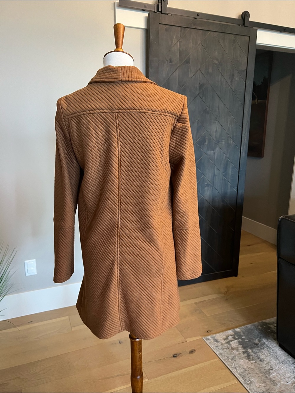 Textured Open Front Coatigan in Rich Caramel - Picture 3 of 7